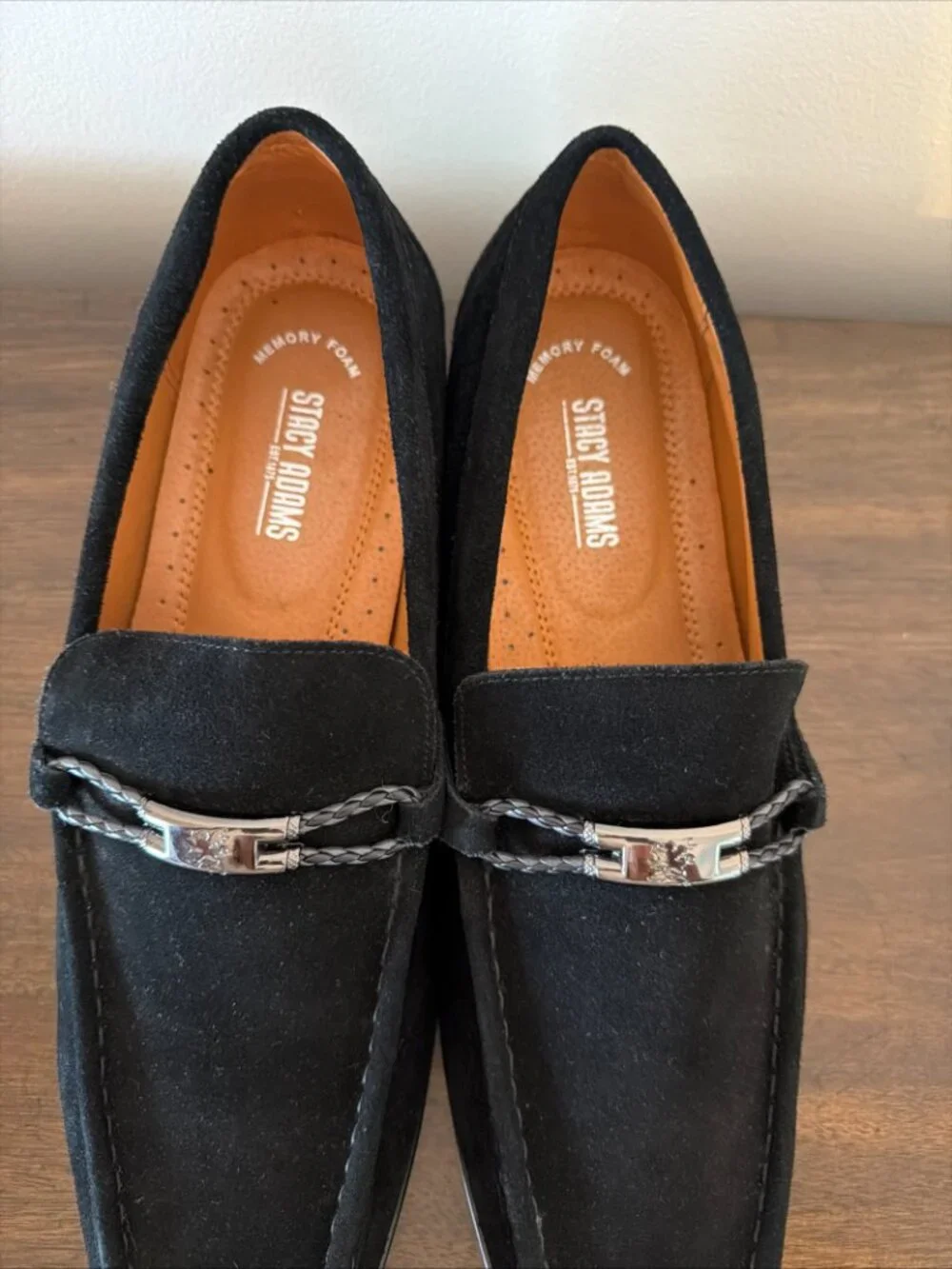 Stacy Adams Men's Neville Black Suede Moc Toe Bit Loafers Size 13 M New